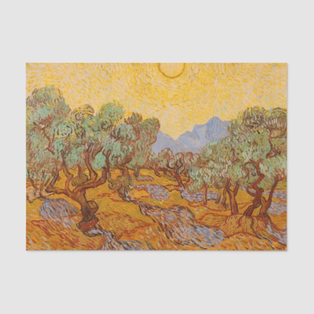 Van Gogh Olive Trees Yellow Sun Sky Tissue Paper (Front)