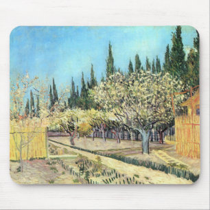 Van Gogh Orchard in Blossom, Bordered by Cypresses Mouse Pad