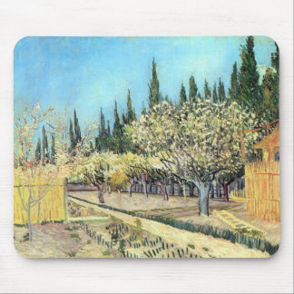 Van Gogh Orchard in Blossom, Bordered by Cypresses Mouse Pad