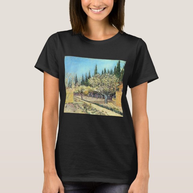 Van Gogh Orchard in Blossom, Bordered by Cypresses T-Shirt (Front)