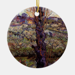 Van Gogh Orchard in Blossom with View of Arles Ceramic Ornament