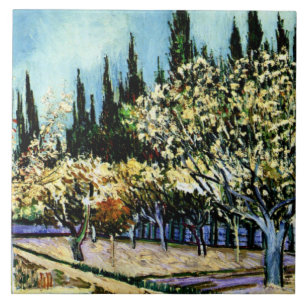 Van Gogh - Orchard Surrounded by Cypresses Ceramic Tile