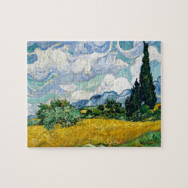 Van Gogh Painting Art Vintage Wheat Field Cypresse Jigsaw Puzzle (Horizontal)