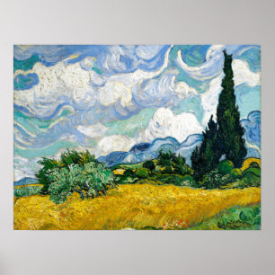 Van Gogh Painting Art Vintage Wheat Field Cypresse Poster