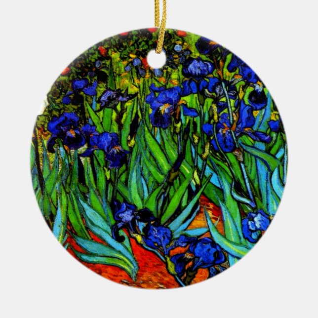 Van Gogh painting, Irises, Ceramic Ornament (Front)