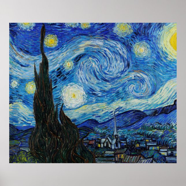 Van Gogh Painting of The Starry Night (1889) Poster (Front)