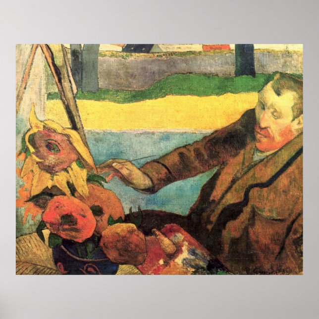Van Gogh Painting Sunflowers by Gauguin Poster (Front)