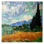 Van Gogh painting, Wheatfield with Cypress Tree Ceramic Tile<br><div class="desc">Wheatfield with Cypress Tree,  famous painting by Vincent van Gogh</div>