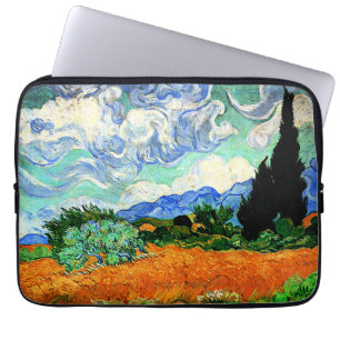 Van Gogh painting, Wheatfield with Cypress Tree   Laptop Sleeve