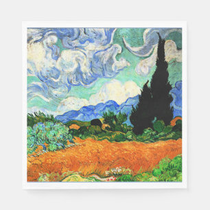 Van Gogh painting, Wheatfield with Cypress Tree Napkin