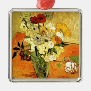 Van Gogh Painting Whimsical Blossoms Flowers Vines Metal Ornament