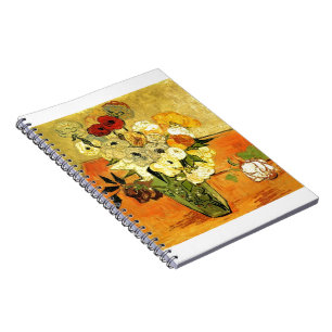 Van Gogh Painting Whimsical Blossoms Flowers Vines Notebook