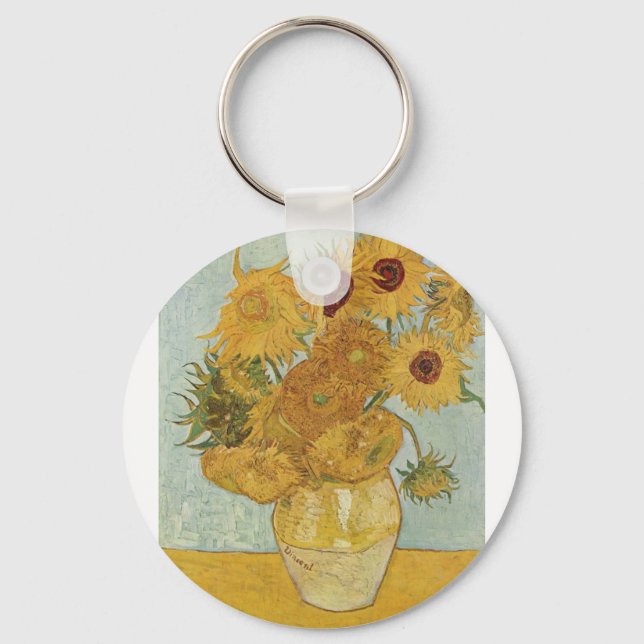 Van Gogh Paintings: Van Gogh Sunflowers Key Ring (Front)
