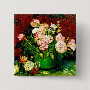 Van Gogh Peonies and Roses 15 Cm Square Badge