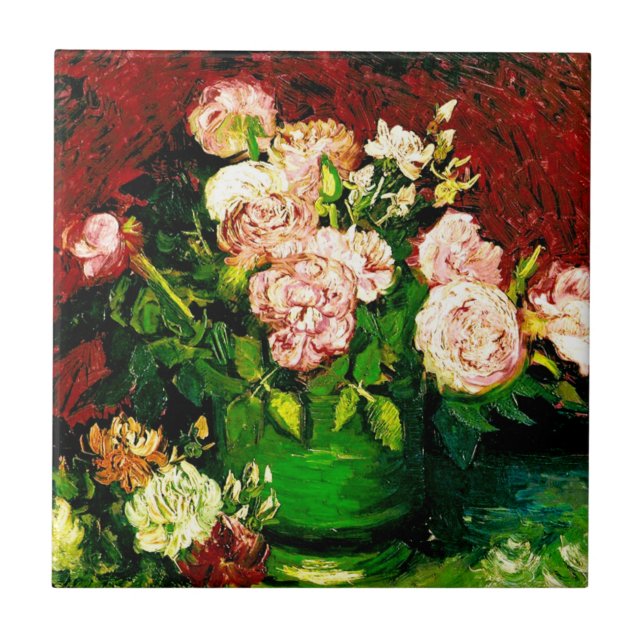 Van Gogh Peonies and Roses Ceramic Tile (Front)