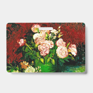 Van Gogh Peonies and Roses ID Badge