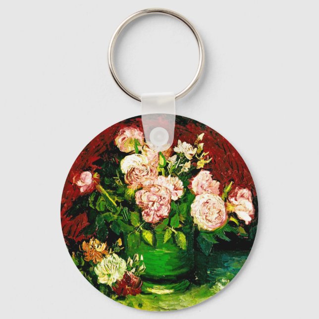 Van Gogh Peonies and Roses Key Ring (Front)