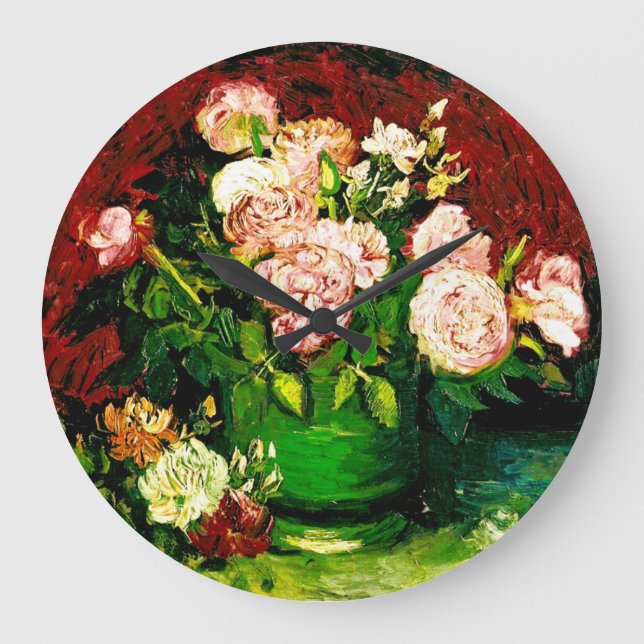 Van Gogh Peonies and Roses Large Clock (Front)