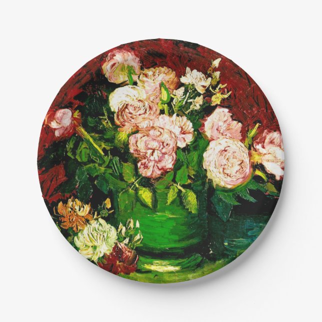 Van Gogh Peonies and Roses Paper Plate (Front)