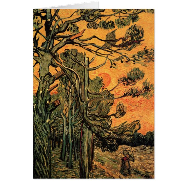 Van Gogh Pine Trees Against Red Sky w Setting Sun (Front)