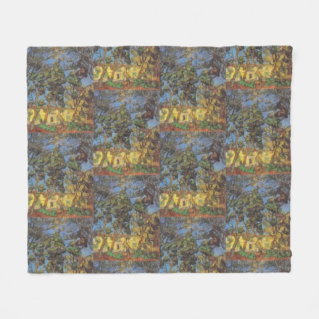 Van Gogh Pine Trees - Classic Garden Art Fleece Blanket (Front (Horizontal))