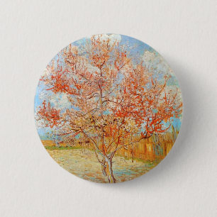 Van Gogh Pink Peach Tree in Blossom Button