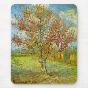 Van Gogh Pink Peach Tree in Blossom, Fine Art Mouse Pad