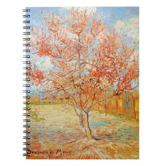 Van Gogh Pink Peach Tree in Blossom Notebook (Front)