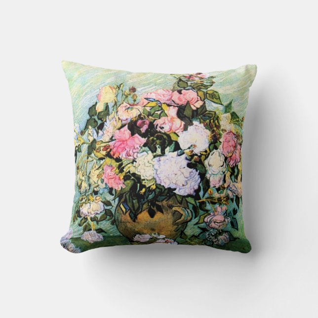 Van Gogh Pink Roses Pillow (Front)