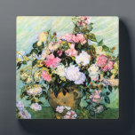 Van Gogh Pink Roses Plaque<br><div class="desc">Van Gogh Pink Roses plaque. Oil painting on canvas from 1890. Vincent Van Gogh painted a number of beautiful rose paintings, preferring pale pink blossoms above all others. Pink Roses Still Life is a pretty flower painting featuring light pink roses in a vase. One of Van Gogh’s most visually charming...</div>