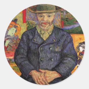 Van Gogh, Portrait of Père Tanguy, Vintage Art Classic Round Sticker