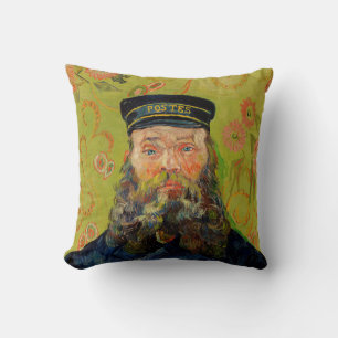 Van Gogh Postman. Portrait impressionism art Cushion