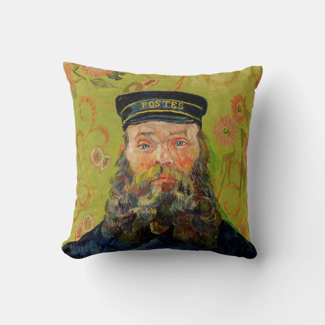 Van Gogh Postman. Portrait impressionism art Cushion (Front)