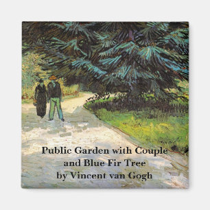 Van Gogh; Public Garden w Couple and Blue Fir Tree Magnet