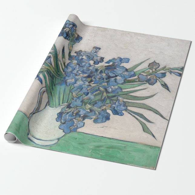 Van Gogh Purple Irises Vase Floral Painting Wrapping Paper (Unrolled)