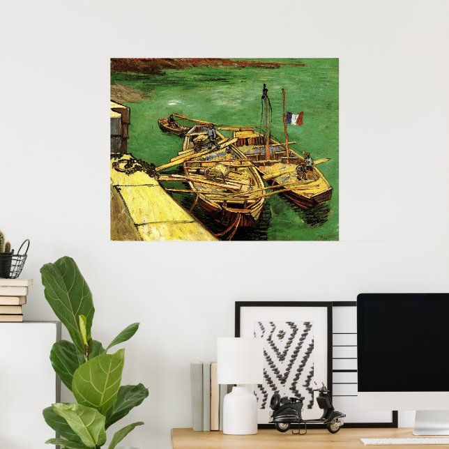Van Gogh Quay with Men Unloading Sand Barges Poster (Home Office)