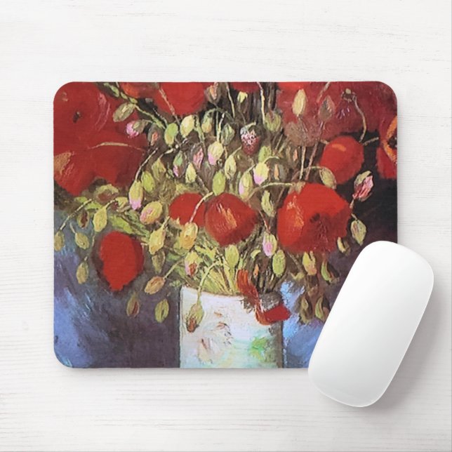 Van Gogh Red Poppies in Vase Mouse Pad (With Mouse)