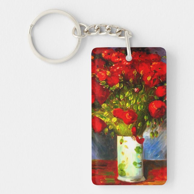 Van Gogh Red Poppies Key Ring (Front)