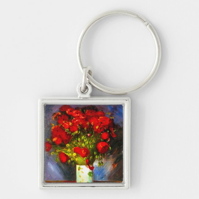 Van Gogh Red Poppies Key Ring (Front)