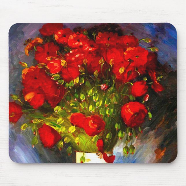 Van Gogh Red Poppies Mouse Pad (Front)
