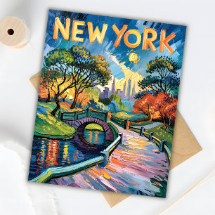 Van Gogh Retro New York Central Park USA Travel Postcard