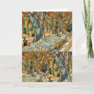 Van Gogh Road Menders Autumn Plane Trees Art Card