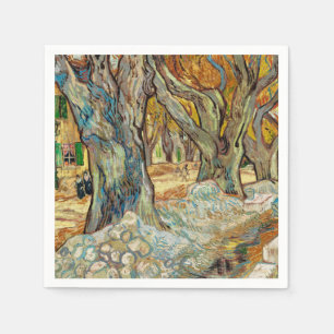 Van Gogh Road Menders Autumn Plane Trees Art Napkin