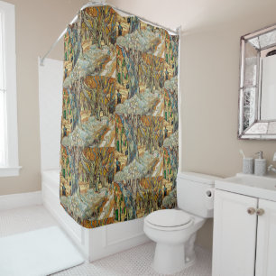 Van Gogh Road Menders Autumn Plane Trees Art Shower Curtain