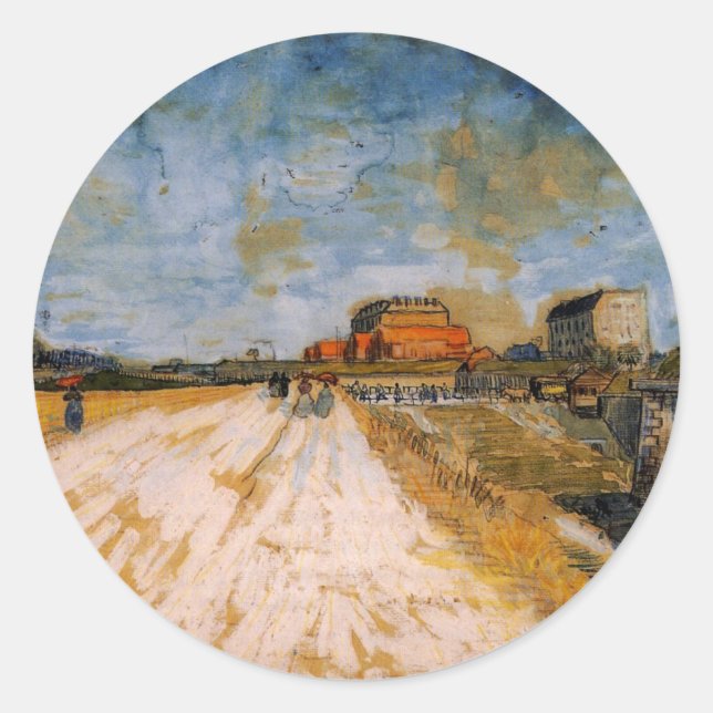 Van Gogh Road Running Beside the Paris Ramparts Classic Round Sticker (Front)