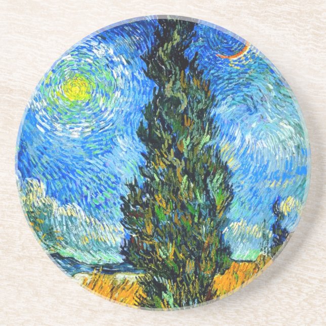 Van Gogh Road with Cypress and Star Coaster (Front)