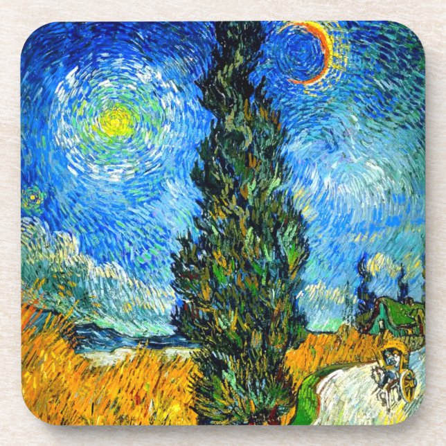 Van Gogh Road with Cypress and Star Coaster (Front)