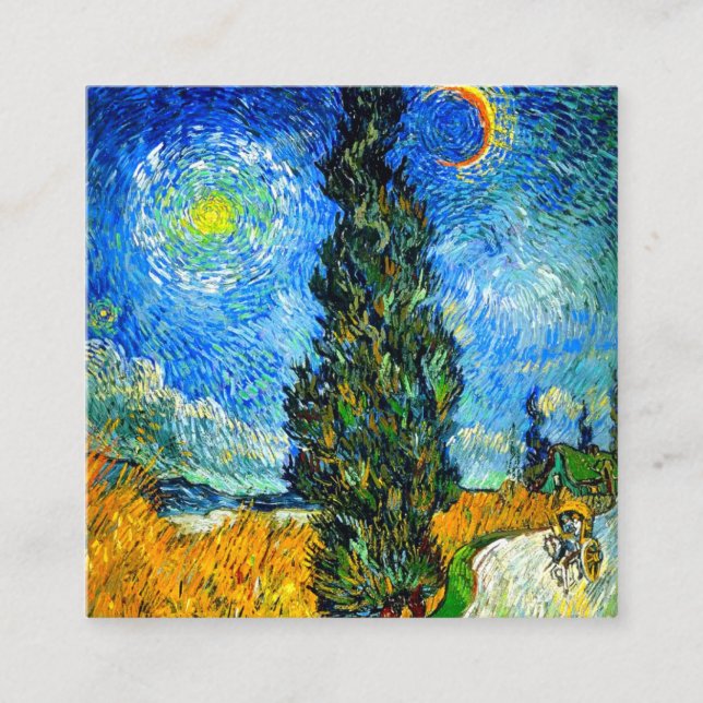 Van Gogh Road with Cypress and Star Enclosure Card (Front)