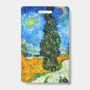Van Gogh Road with Cypress and Star ID Badge