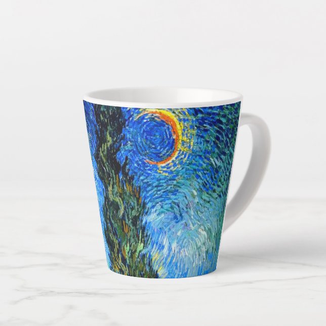 Van Gogh Road with Cypress and Star Latte Mug (Right Angle)